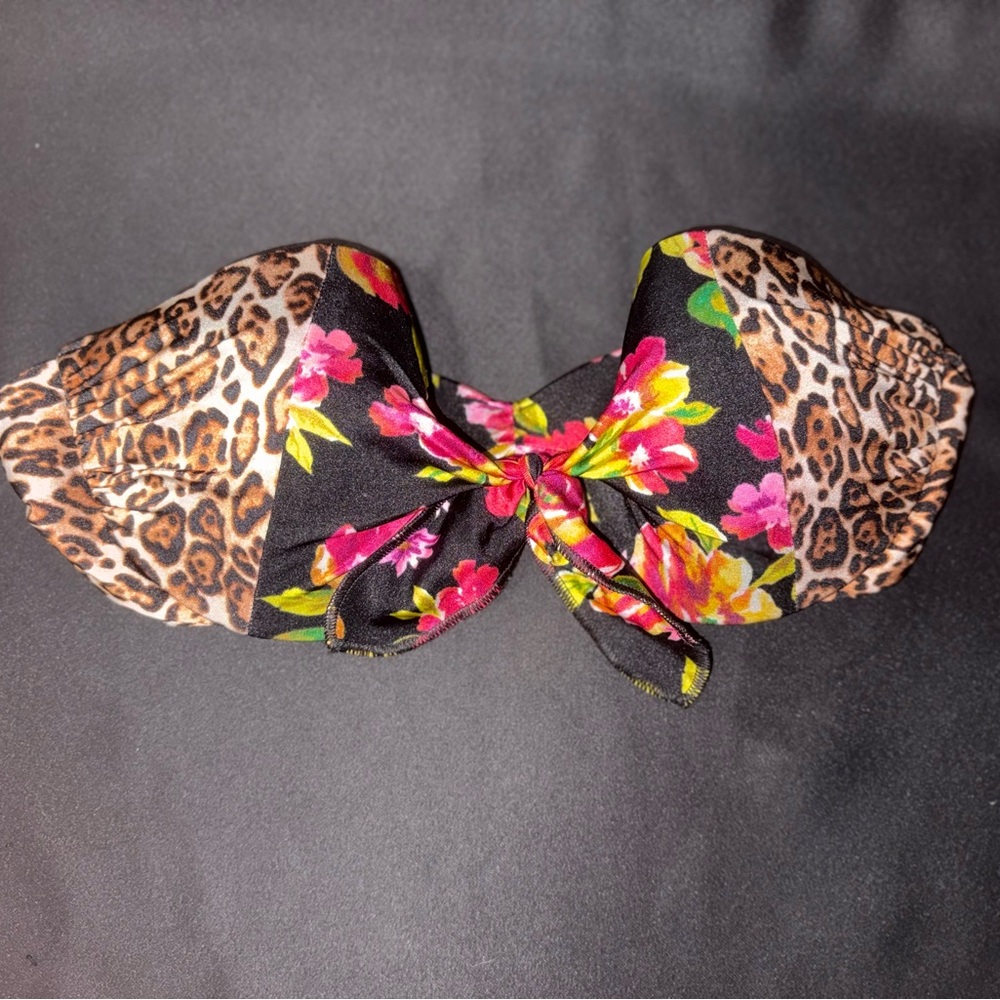 Victoria's Secret Floral & Leopard Black Bikini Top